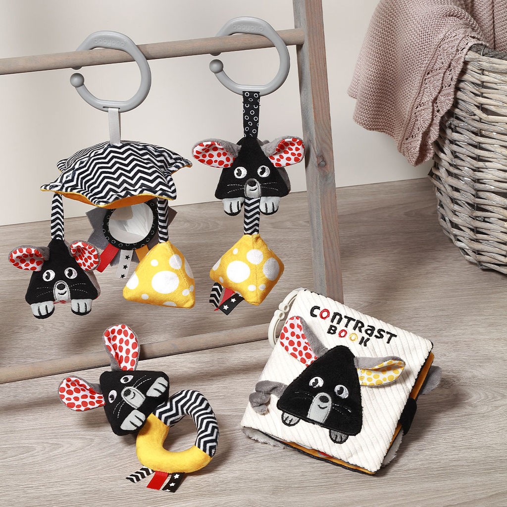 BABYONO Hračka závesná kontrastný kolotoč Mouse 0 m+