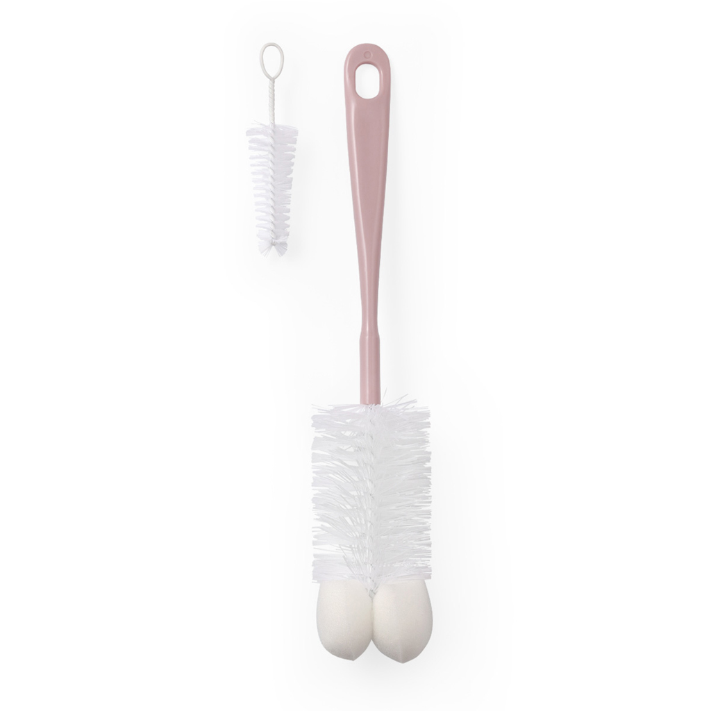 BABYONO Kefa na dojčenské fľaše s mini kefkou Pink