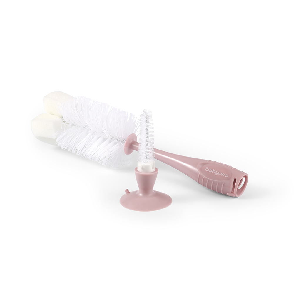 BABYONO Kefa na fľaše a cumlíky s prísavkou Pink