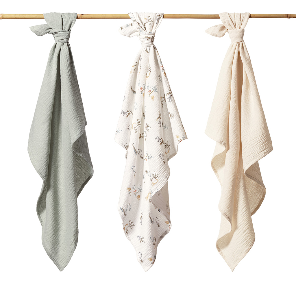 BABYONO Plienky mušelínové Super Soft 3 ks, Green 70 x 70 cm