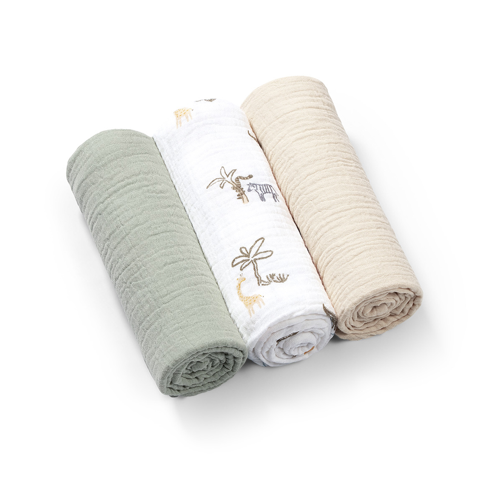 BABYONO Plienky mušelínové Super Soft 3 ks, Green 70 x 70 cm