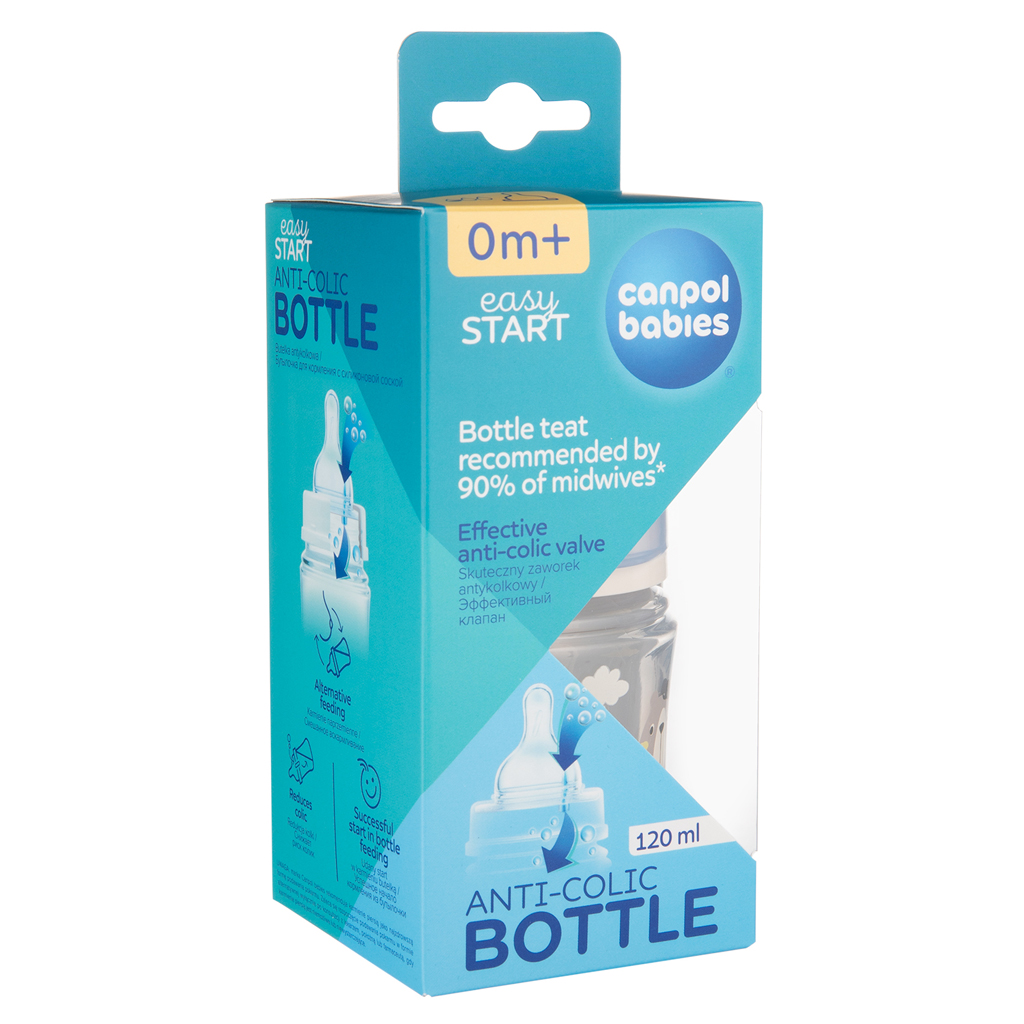 CANPOL BABIES Fľaša so širokým hrdlom Bonjour Paris 120 ml modrá