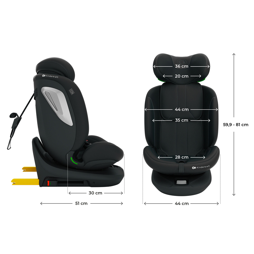 KINDERKRAFT Autosedačka i-Grow 2 Plus (40-150 cm) Black