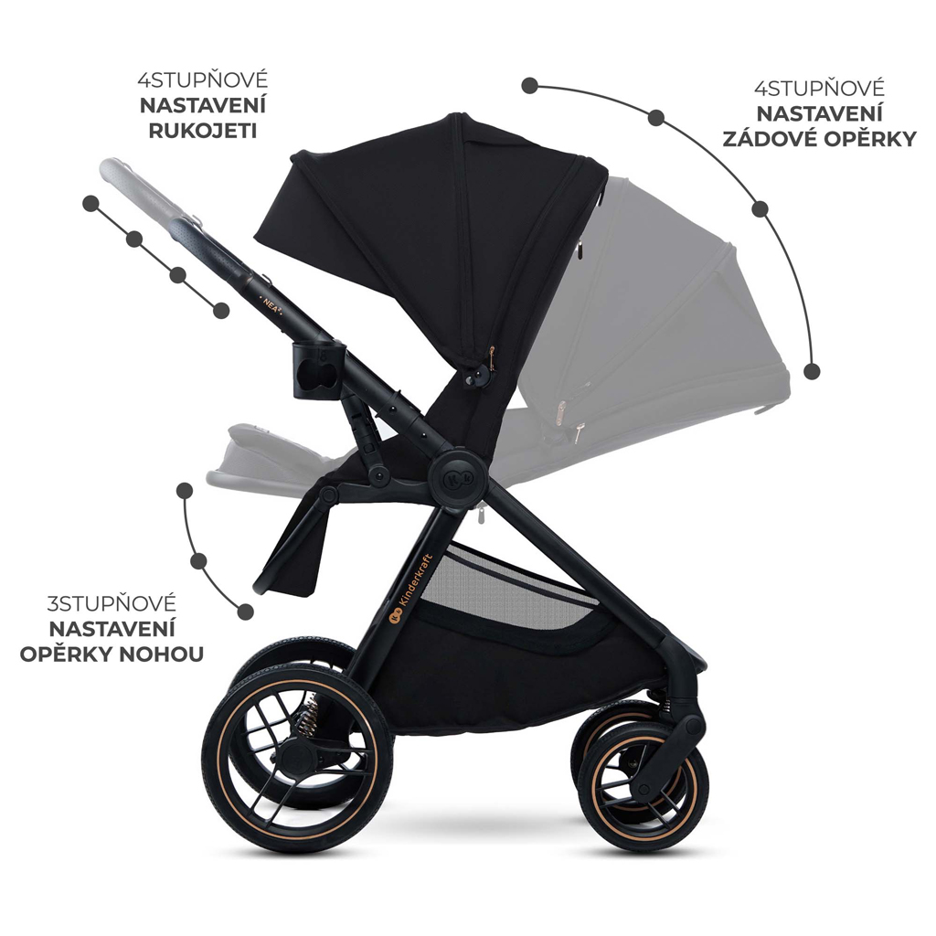 KINDERKRAFT Kočík kombinovaný Nea 2 2v1 Midnigth Black