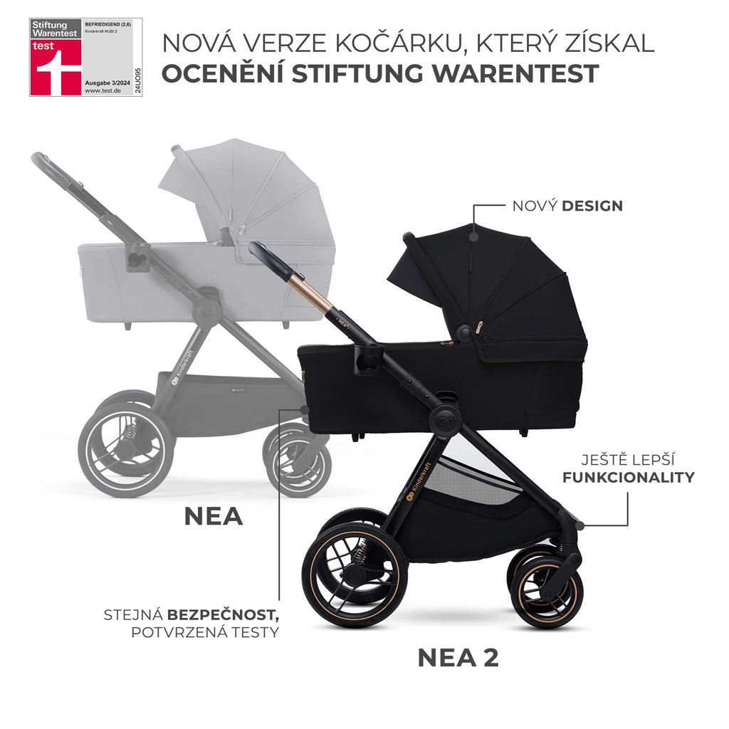 KINDERKRAFT Kočík kombinovaný Nea 2 2v1 Midnigth Black
