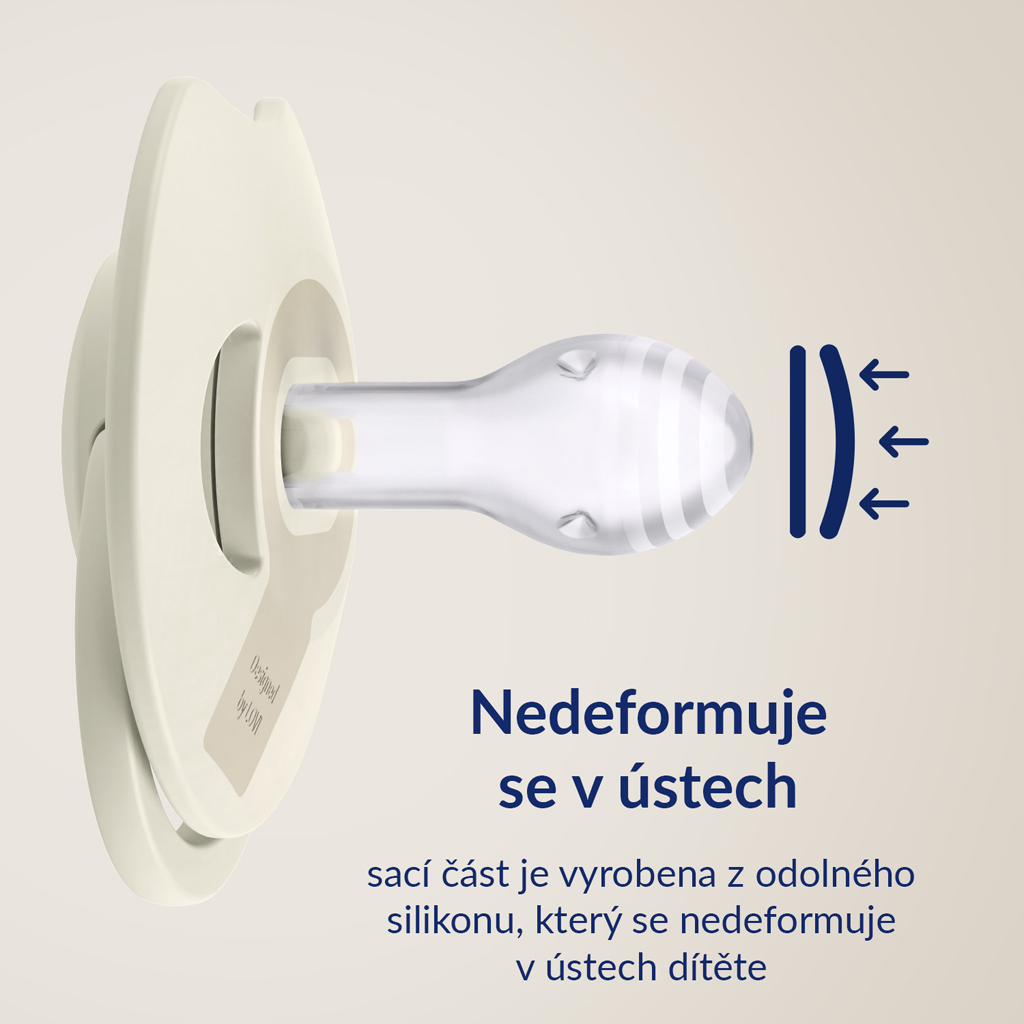 LOVI Cumlík silikónový dynamický Prime 18m+ 2ks Coconut/Ivory