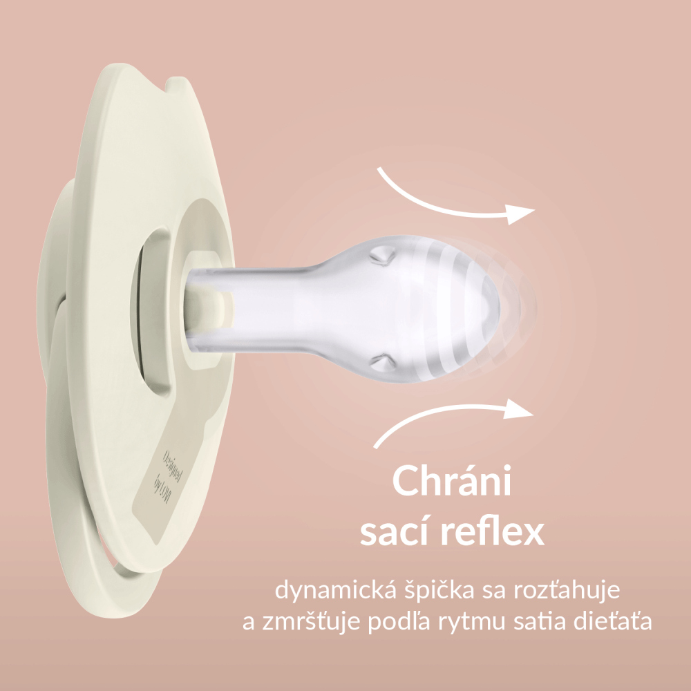 LOVI Cumlík svietiaci silikónový dynamický Prime 18m+ 2ks Ivory/Blush