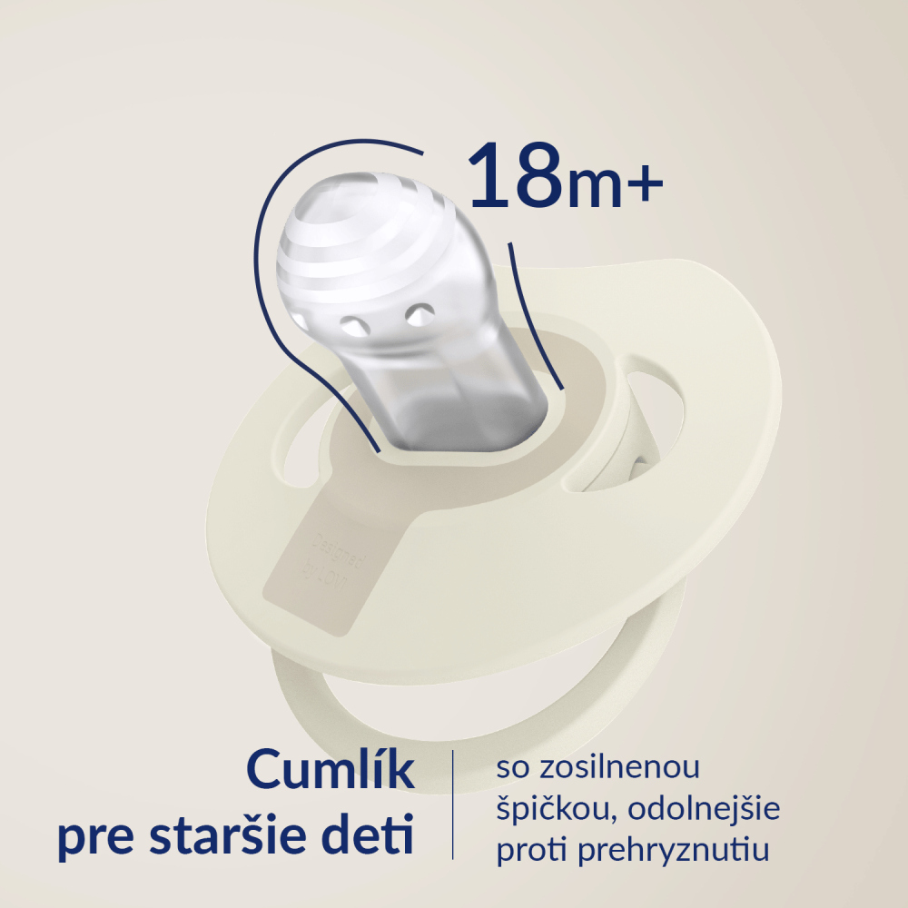 LOVI Cumlík svietiaci silikónový dynamický Prime 18m+ 2ks Ivory/Blush