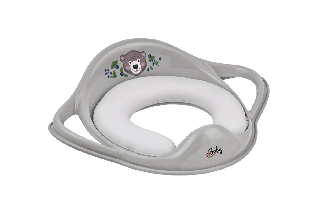 MALTEX Redukcia na WC s úchytmi mäkká The Nature Buddies Medveď - Grey