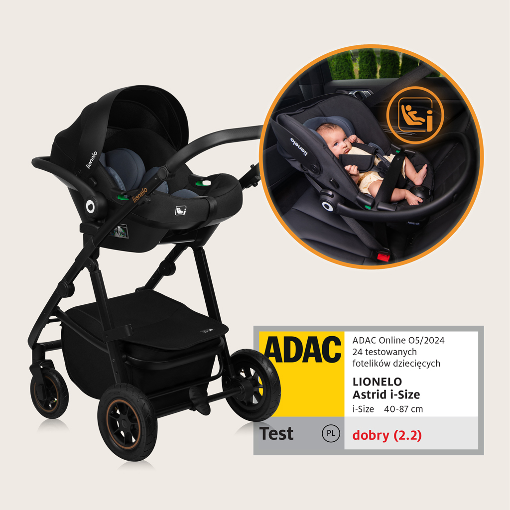 LIONELO Kočík kombinovaný Amber Plus 3v1 Beige Sand