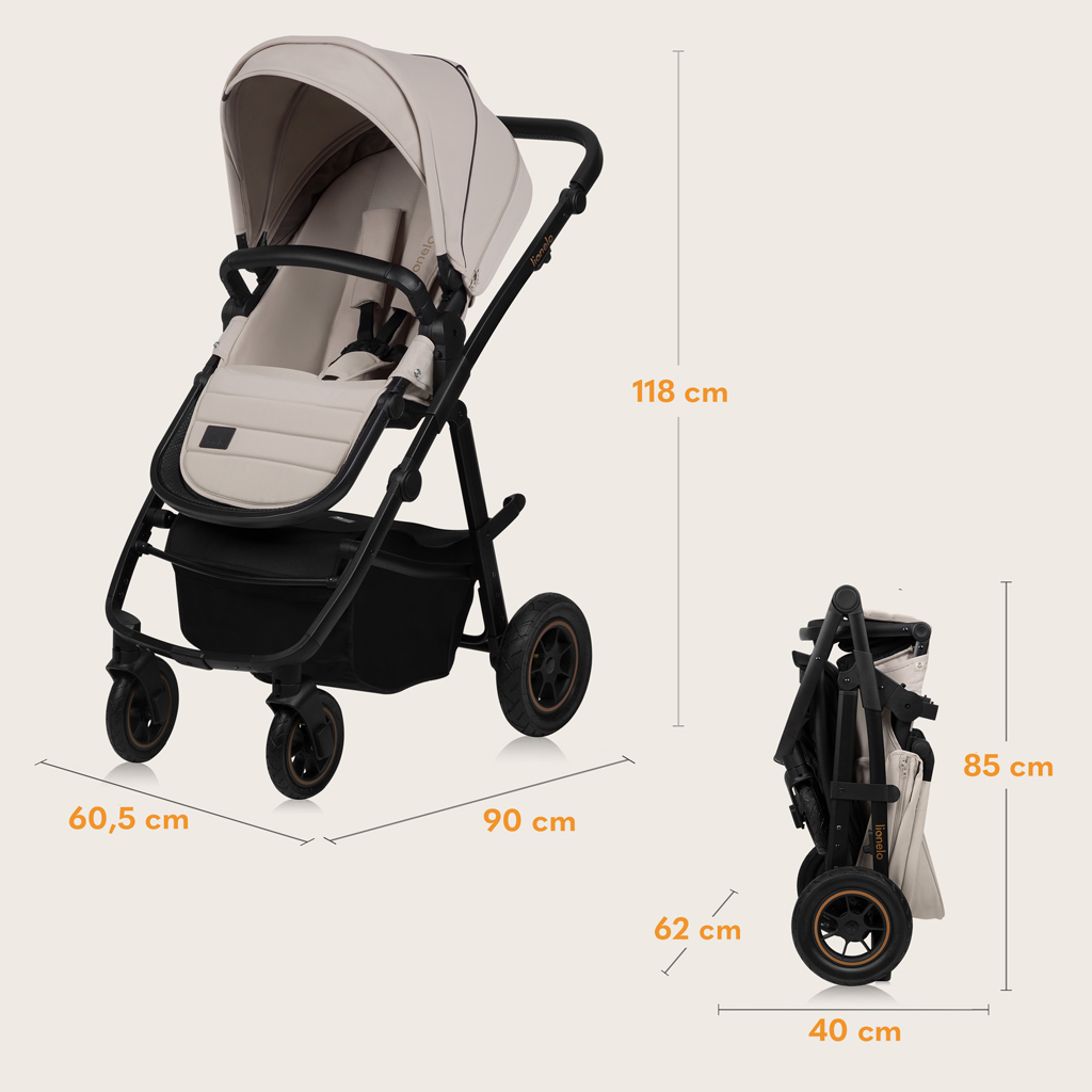 LIONELO Kočík kombinovaný Amber Plus 3v1 Beige Sand