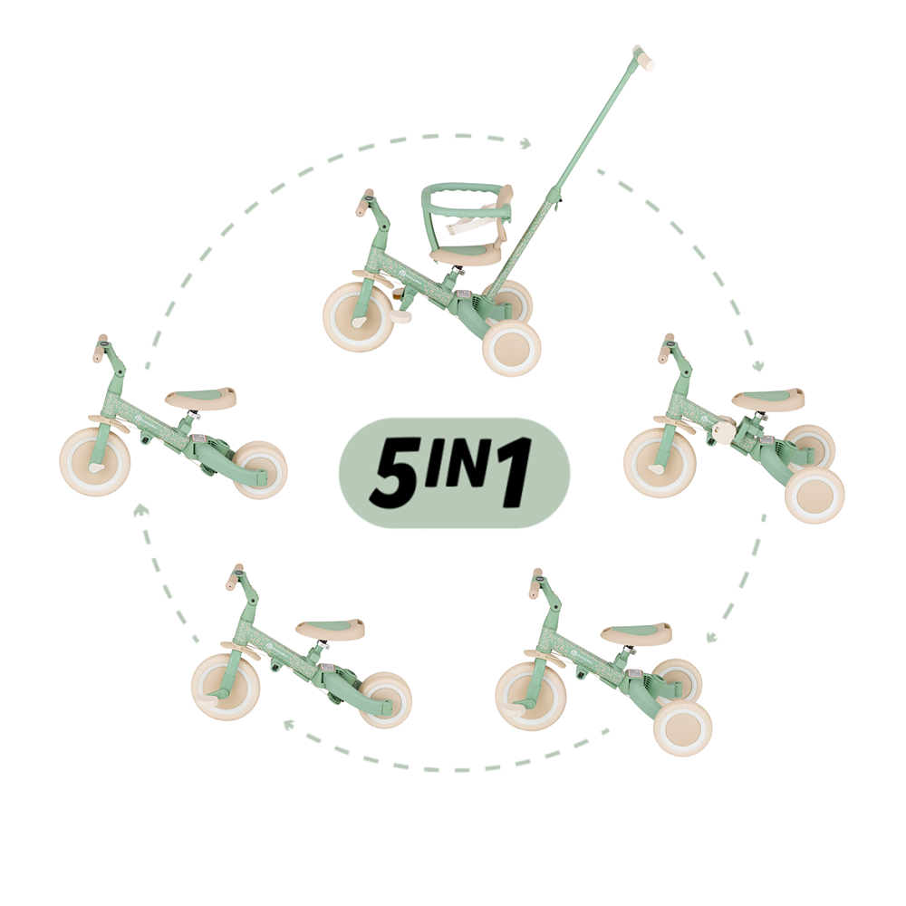 PETITE&amp;MARS Trojkolka multifunkčná 5v1 Turbo - limitovaná edícia Green Twist