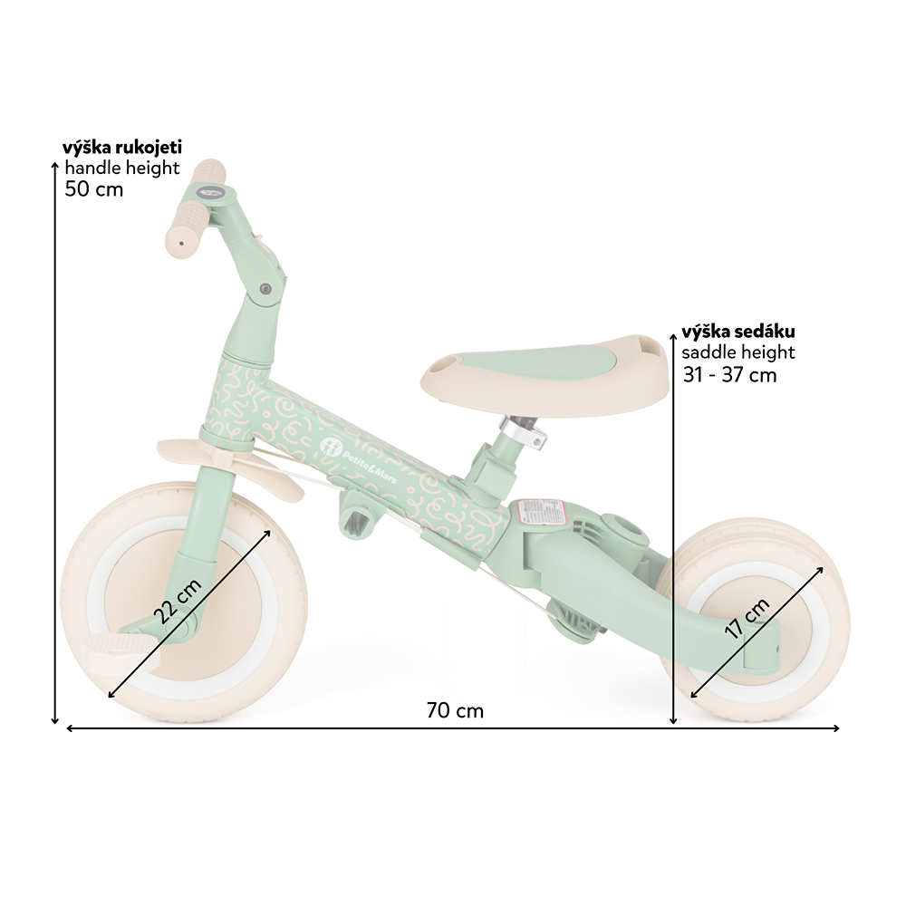 PETITE&amp;MARS Trojkolka multifunkčná 5v1 Turbo - limitovaná edícia Green Twist