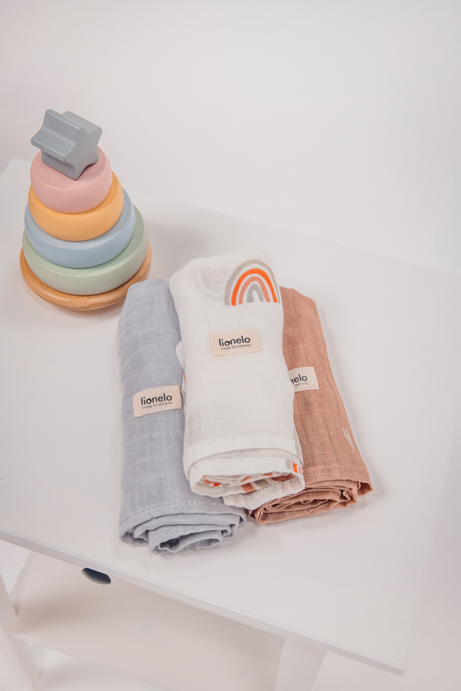 LIONELO Bambusové plienky Bamboo Set Rainbow, 3 ks