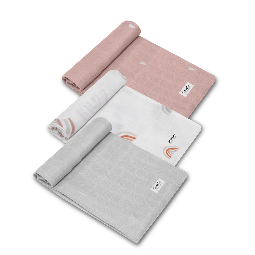 LIONELO Bambusové plienky Bamboo Set Rainbow, 3 ks