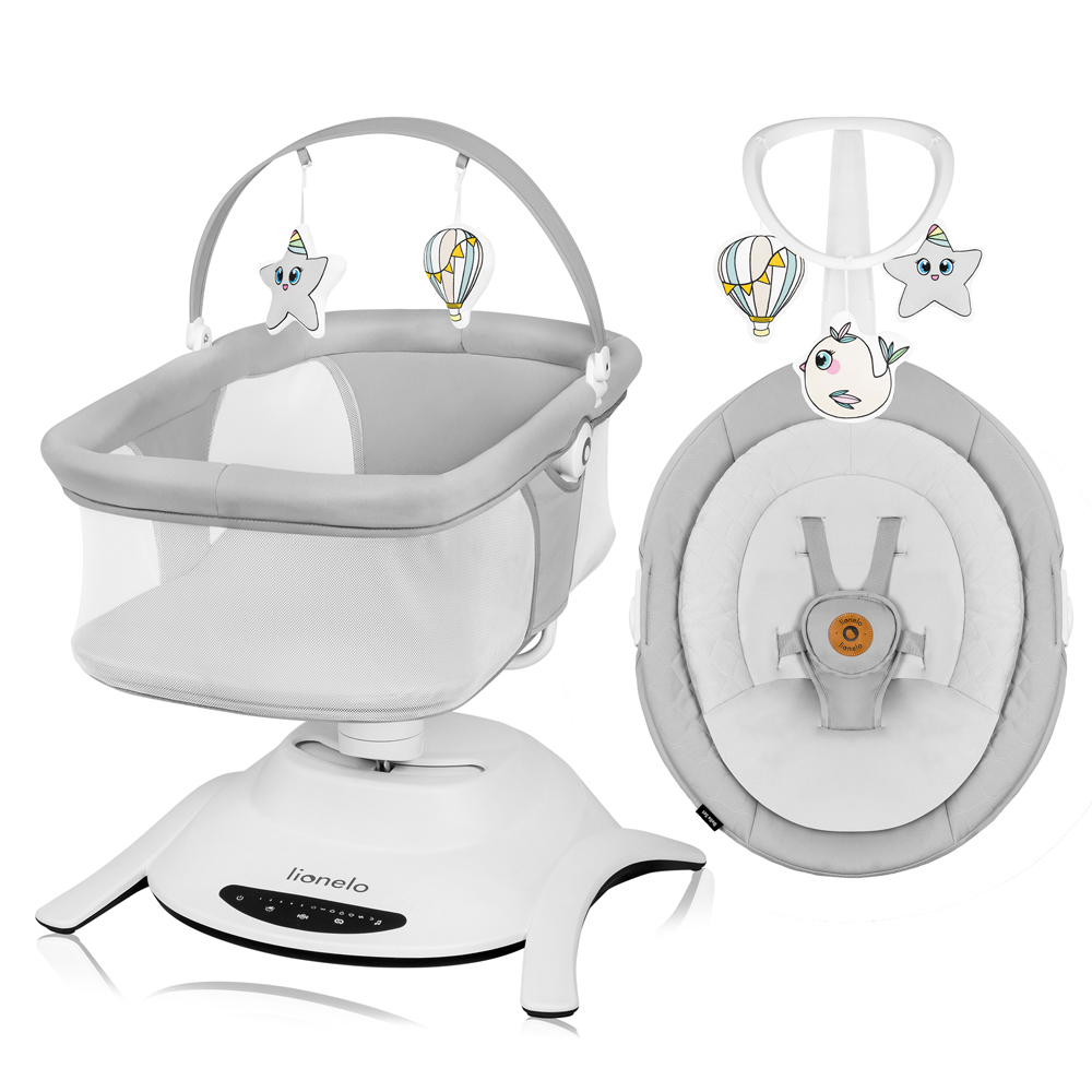 LIONELO Detské lehátko Bella Set Grey Concrete, 0m+