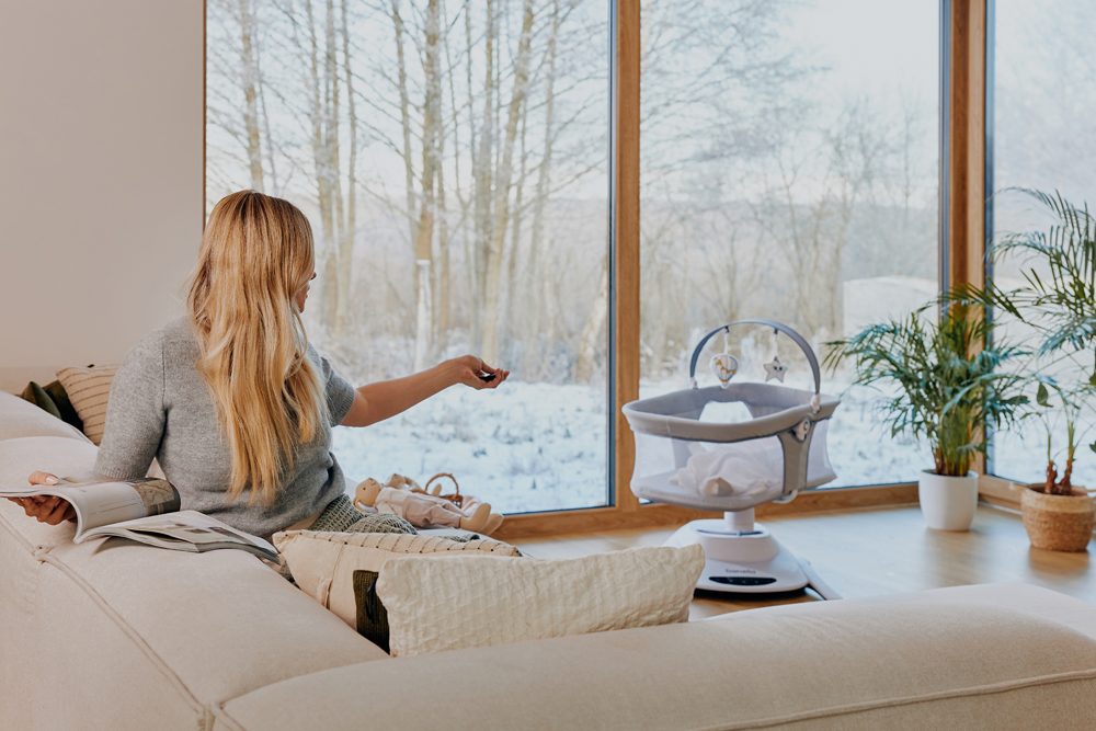 LIONELO Detské lehátko Bella Set Grey Concrete, 0m+