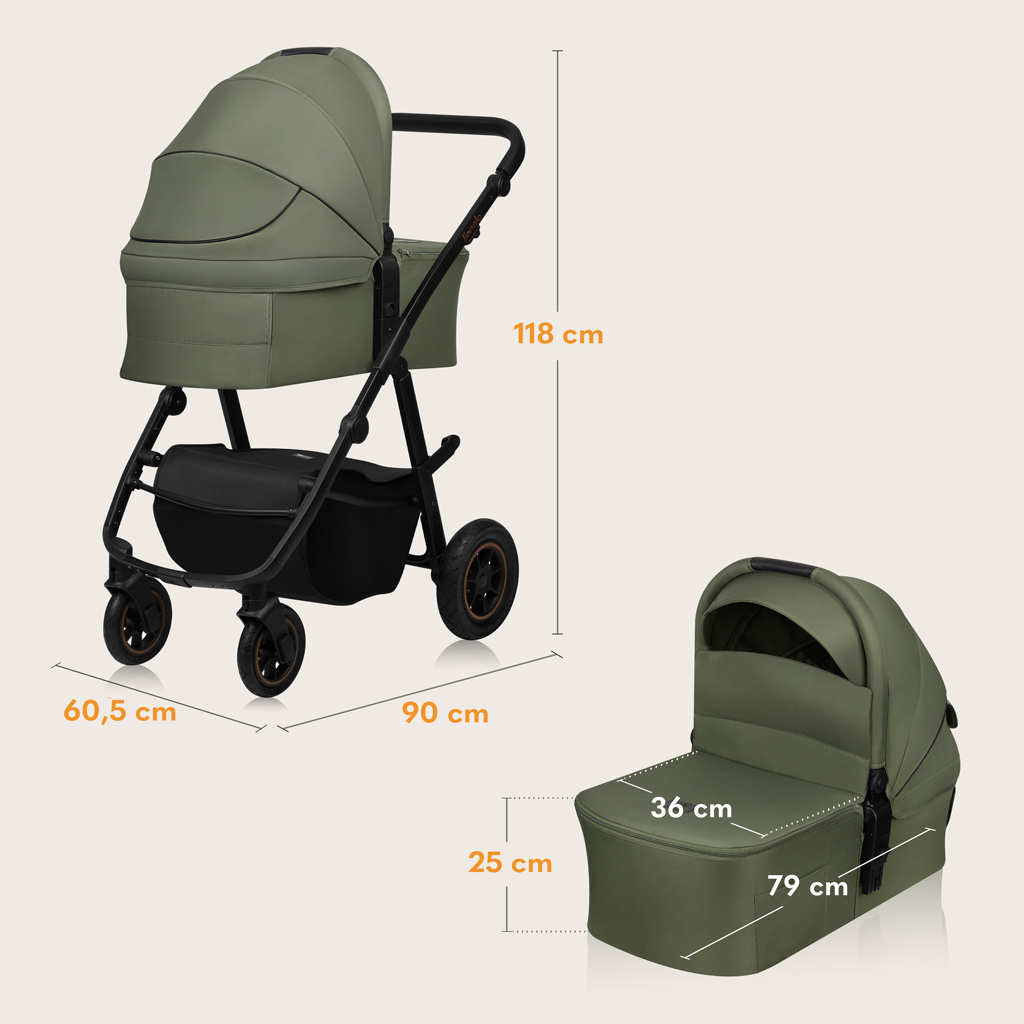 LIONELO Kočík kombinovaný Amber Plus 3v1 Green Forest