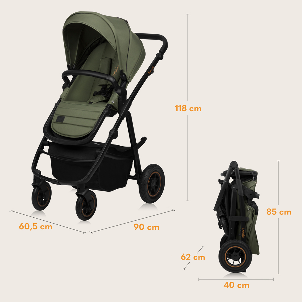 LIONELO Kočík kombinovaný Amber Plus 3v1 Green Forest