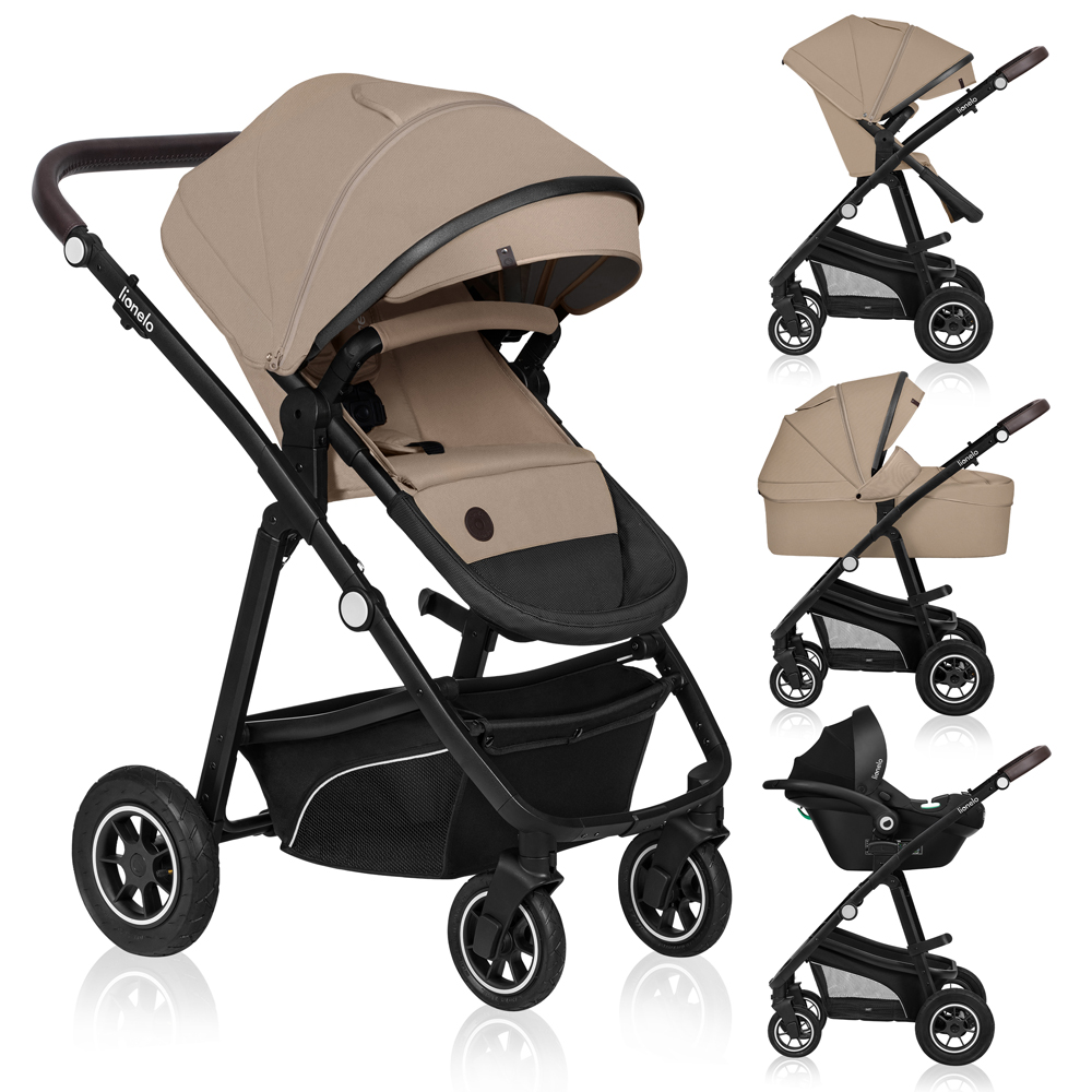 LIONELO Kombinovaný kočík Bianka 3v1 Beige Sand