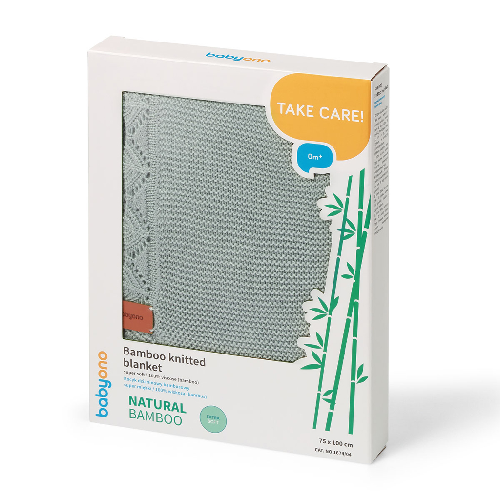 BABYONO Deka pletená bambusová Green 75 x 100 cm