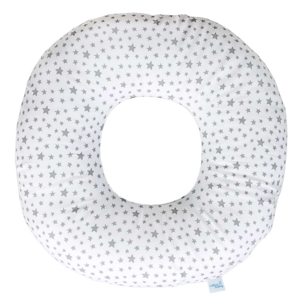 CEBA BABY Vankúš popôrodný Šedé hviezdičky na bielej
