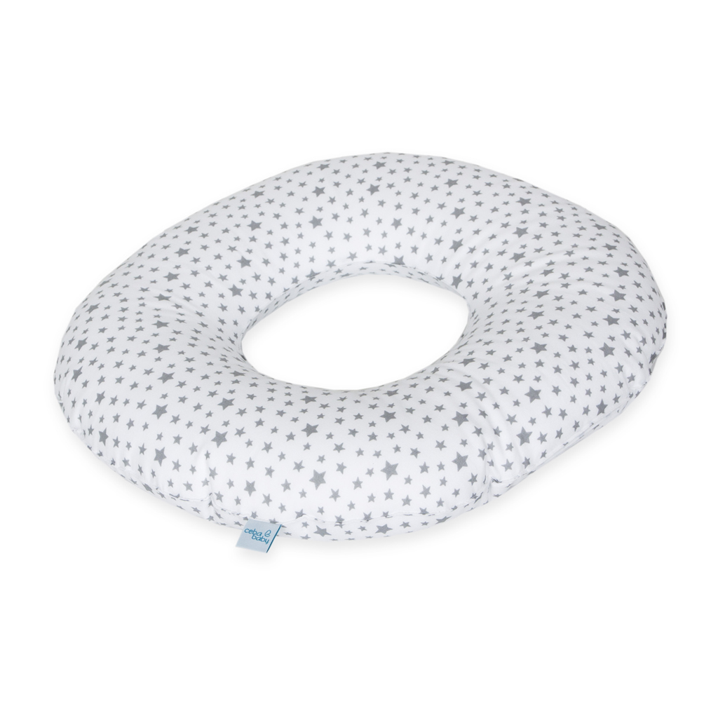 CEBA BABY Vankúš popôrodný Šedé hviezdičky na bielej