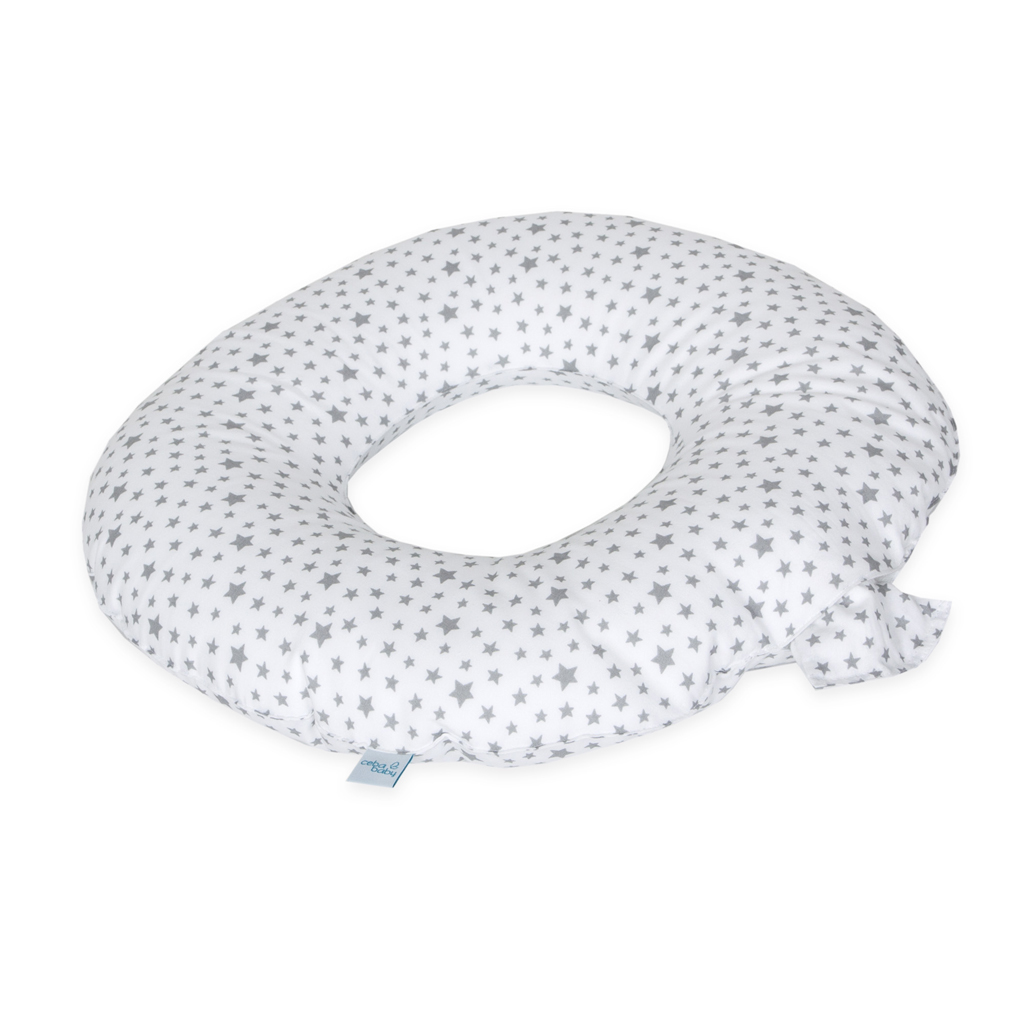CEBA BABY Vankúš popôrodný Šedé hviezdičky na bielej