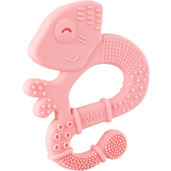 CHICCO Hryzačka silikónová Super Soft Chameleón ružový 2m+