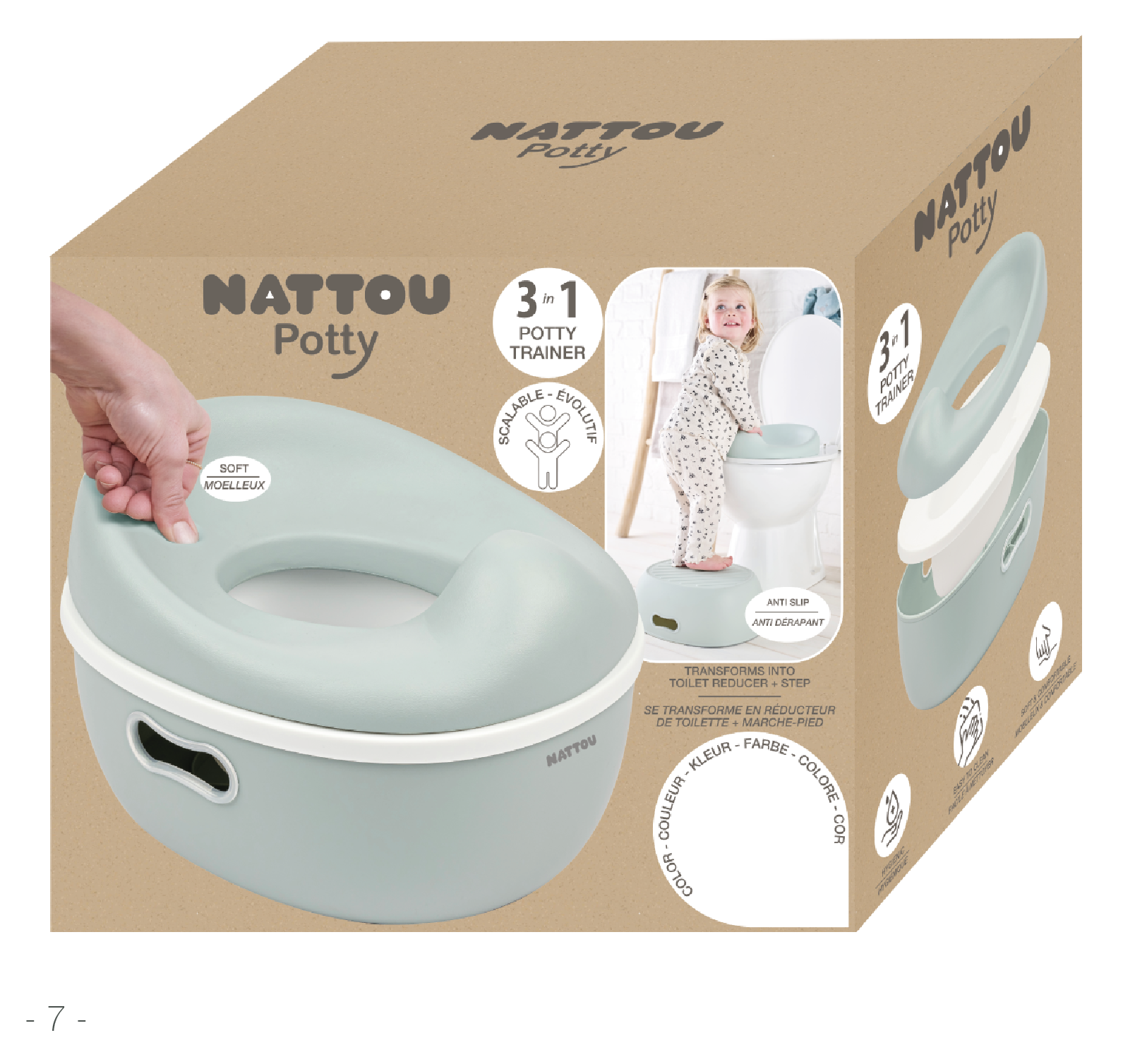 NATTOU Nočník učiaci 3v1 Potty Dusty pink