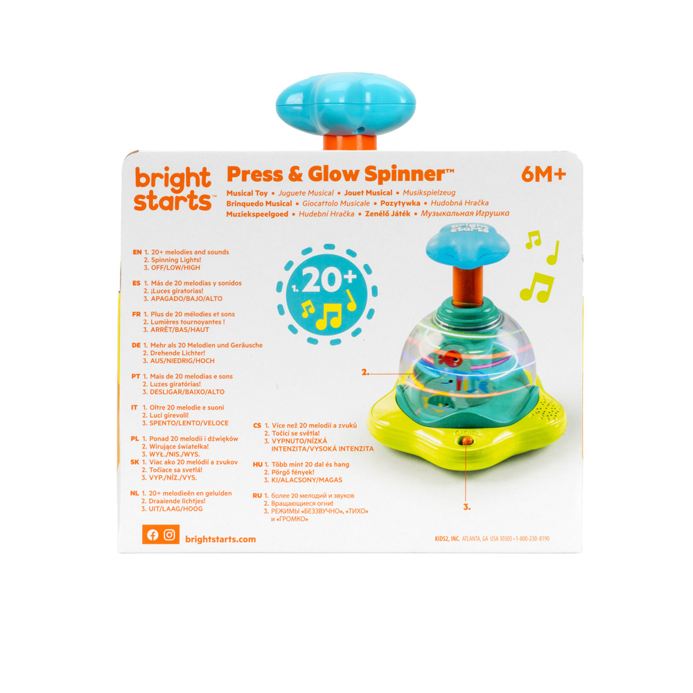 BRIGHT STARTS Hračka hudobná svietiaca Press&amp;Glow Spinner 6m+