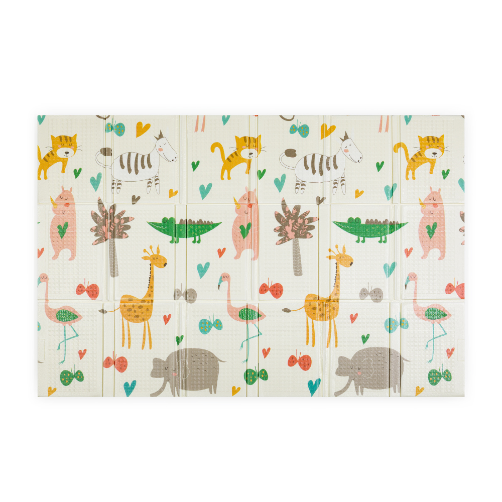 PETITE&amp;MARS Podložka na hranie skladacie Campy L 130x200cm Animals&amp;Hexagon