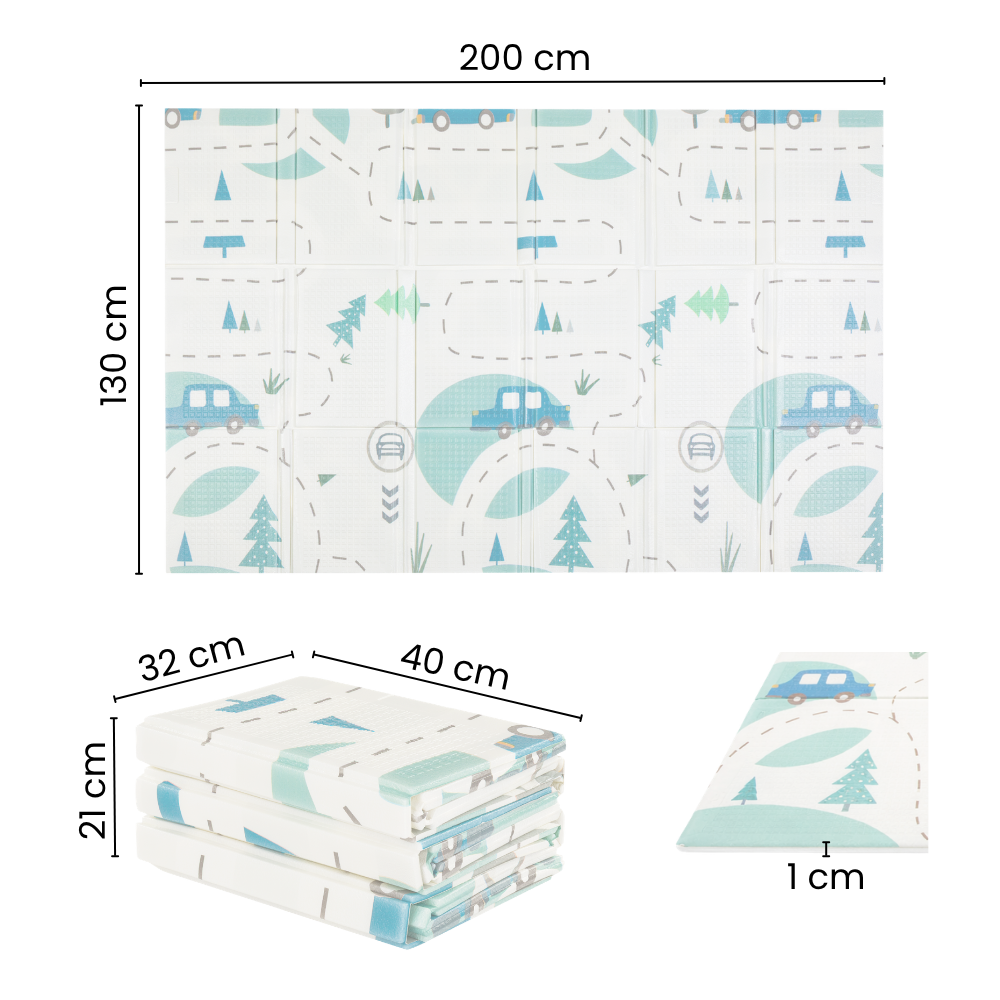 PETITE&amp;MARS Podložka na hranie skladacie Campy L 130x200cm Animals&amp;Hexagon