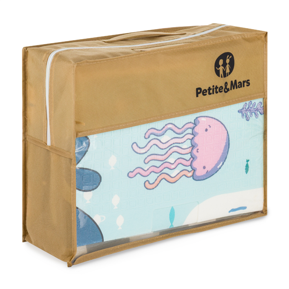 PETITE&amp;MARS Podložka na hranie skladacie Campy S 120x120cm Ocean&amp;Arabesca