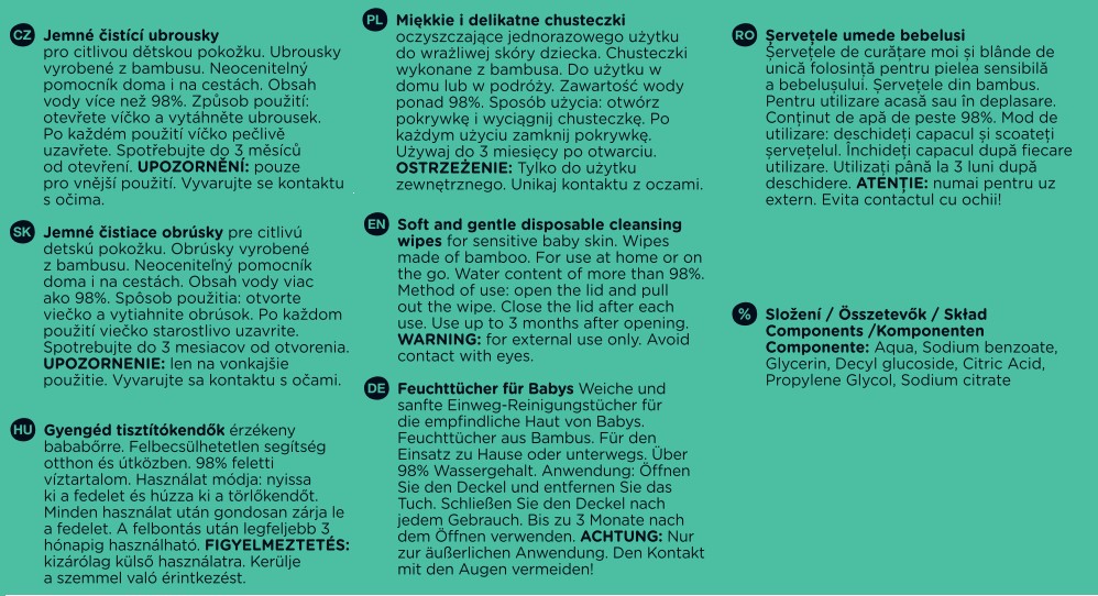 4x PETITE&amp;MARS Obrúsky vlhčené SO PURE bambusové bioodbúrateľné 56 ks