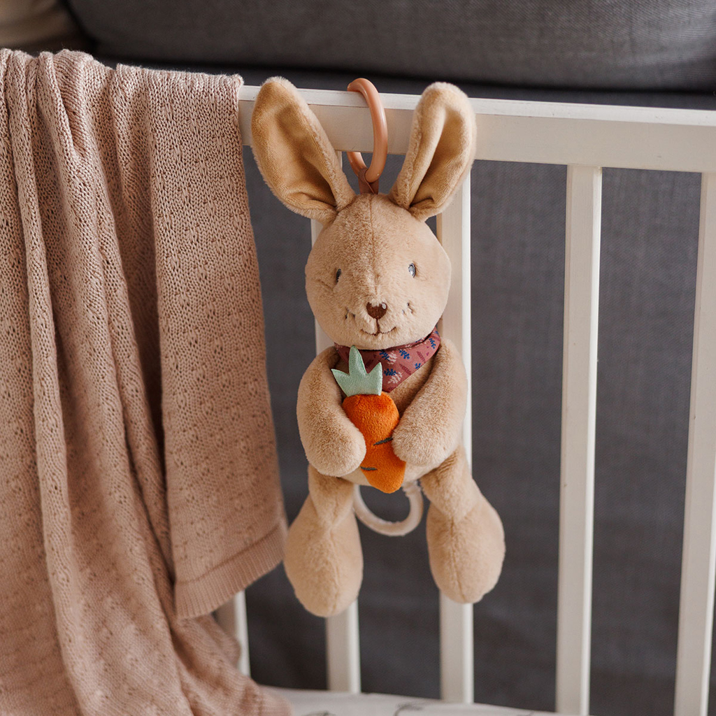 BABYONO Hračka hudobná na C-krúžku Rabbit Karo 0m+