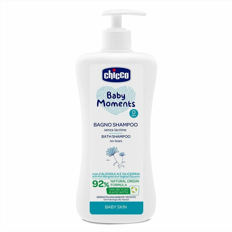 CHICCO Spchový gél 2v1 na vlasy a telo s dávkovačom Baby Moments 500 ml, 0m+