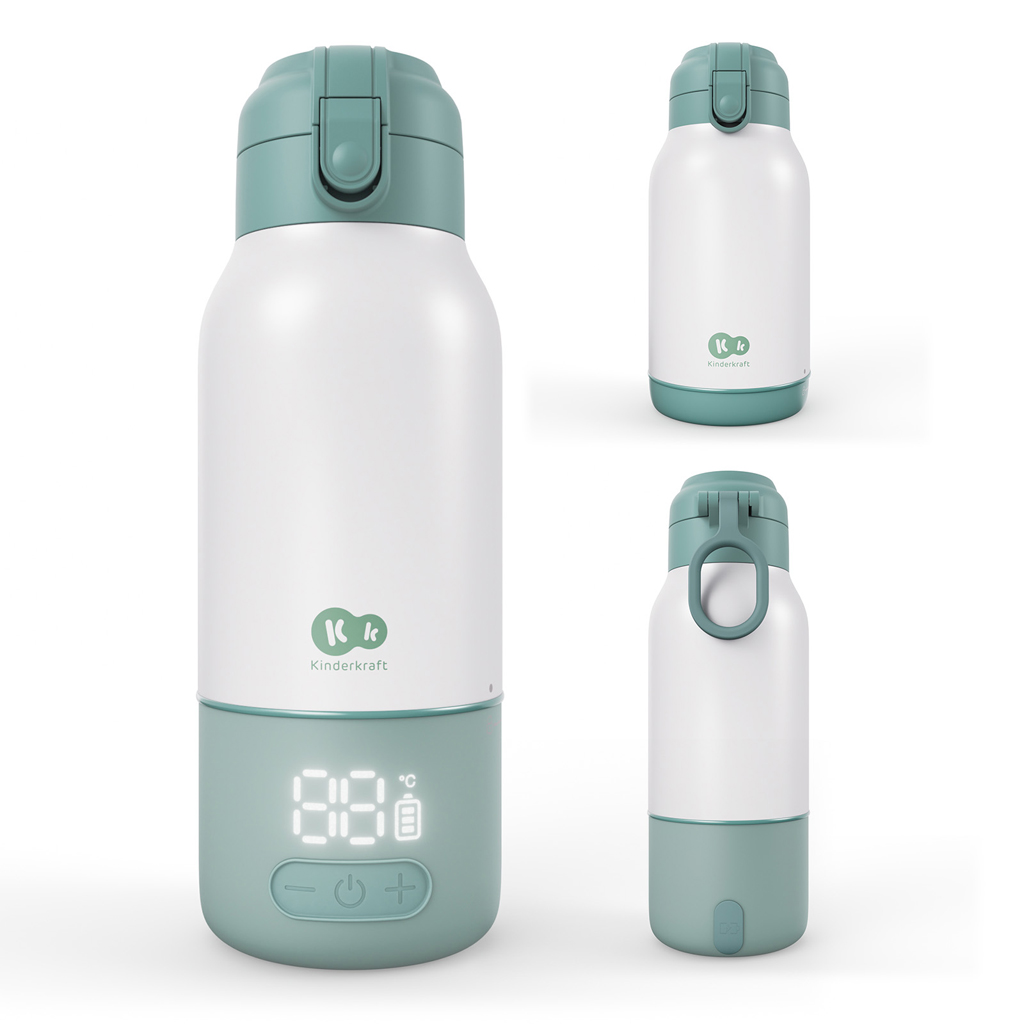 KINDERKRAFT Cestovný ohrievač mlieka a termoska 2v1 Gaja Green