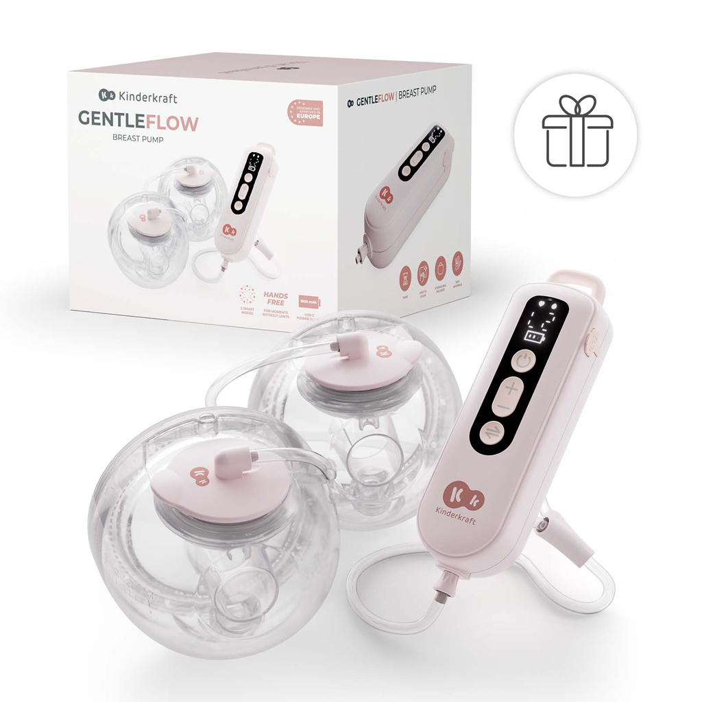 KINDERKRAFT Odsávačka materského mlieka Double Hands-free Gentle Flow Pink