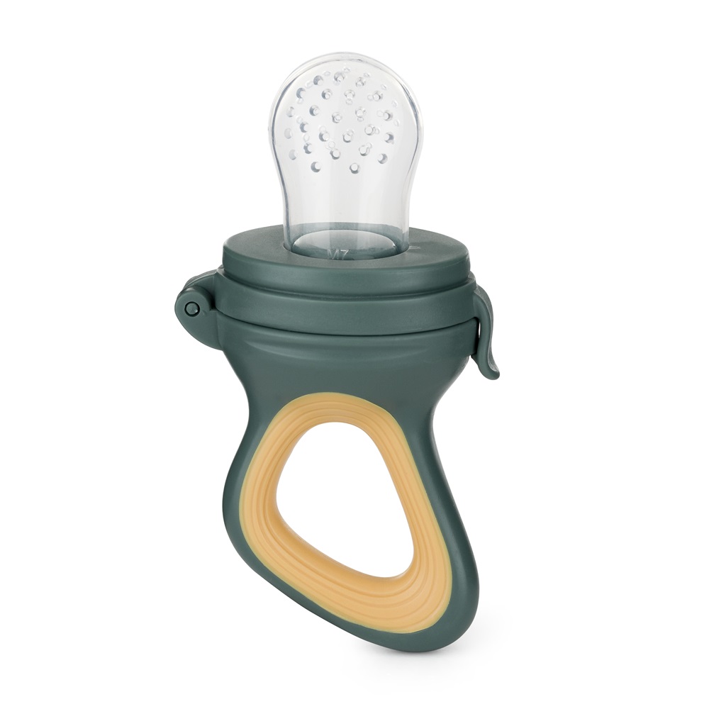 PETITE&amp;MARS Cumlík silikónový na kŕmenie Fruzi Green&amp;Ochre 6m+