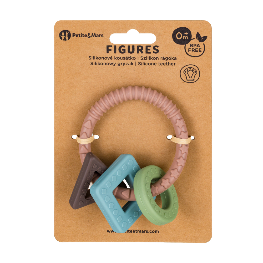 PETITE&amp;MARS Hryzačka silikónová Figures Velvet Latte 0m+