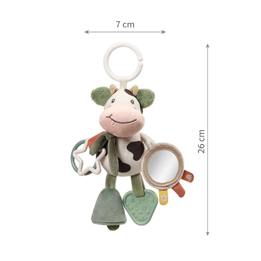 BABYONO Hračka závesná s hryzačkou Cow Bingo 0m+