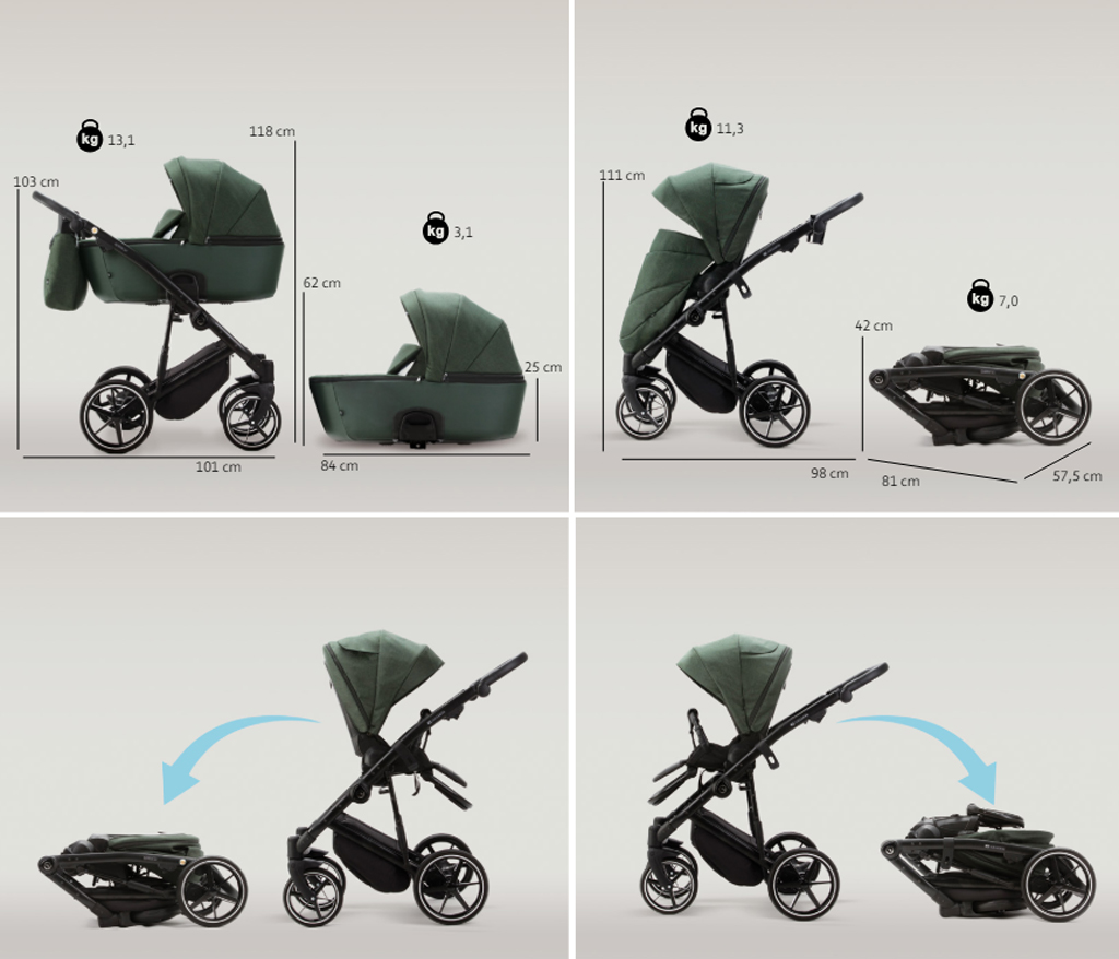 ADAMEX Kočík kombinovaný Mobi New Lux Green