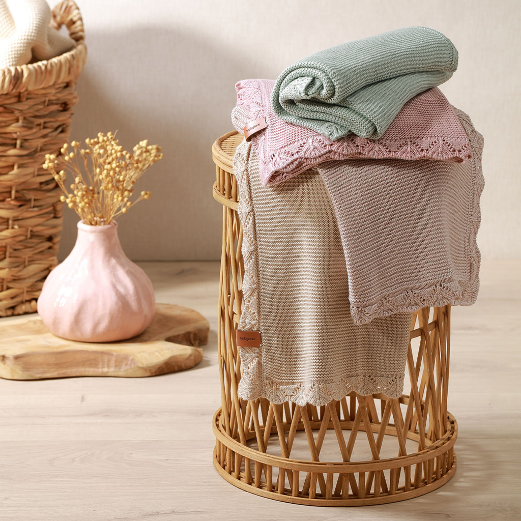 BABYONO Deka pletená bambusová Light Beige 75 x 100 cm