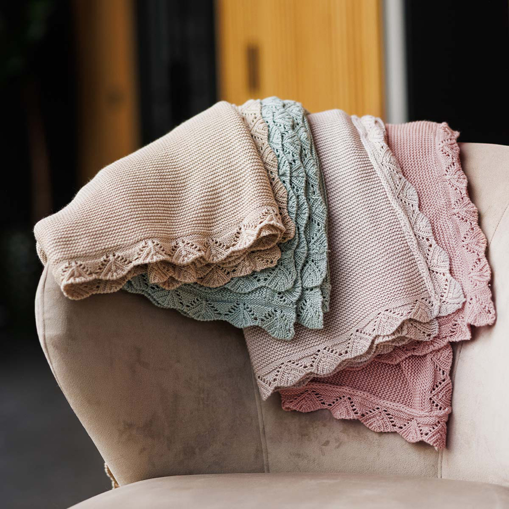 BABYONO Deka pletená bambusová Light Beige 75 x 100 cm