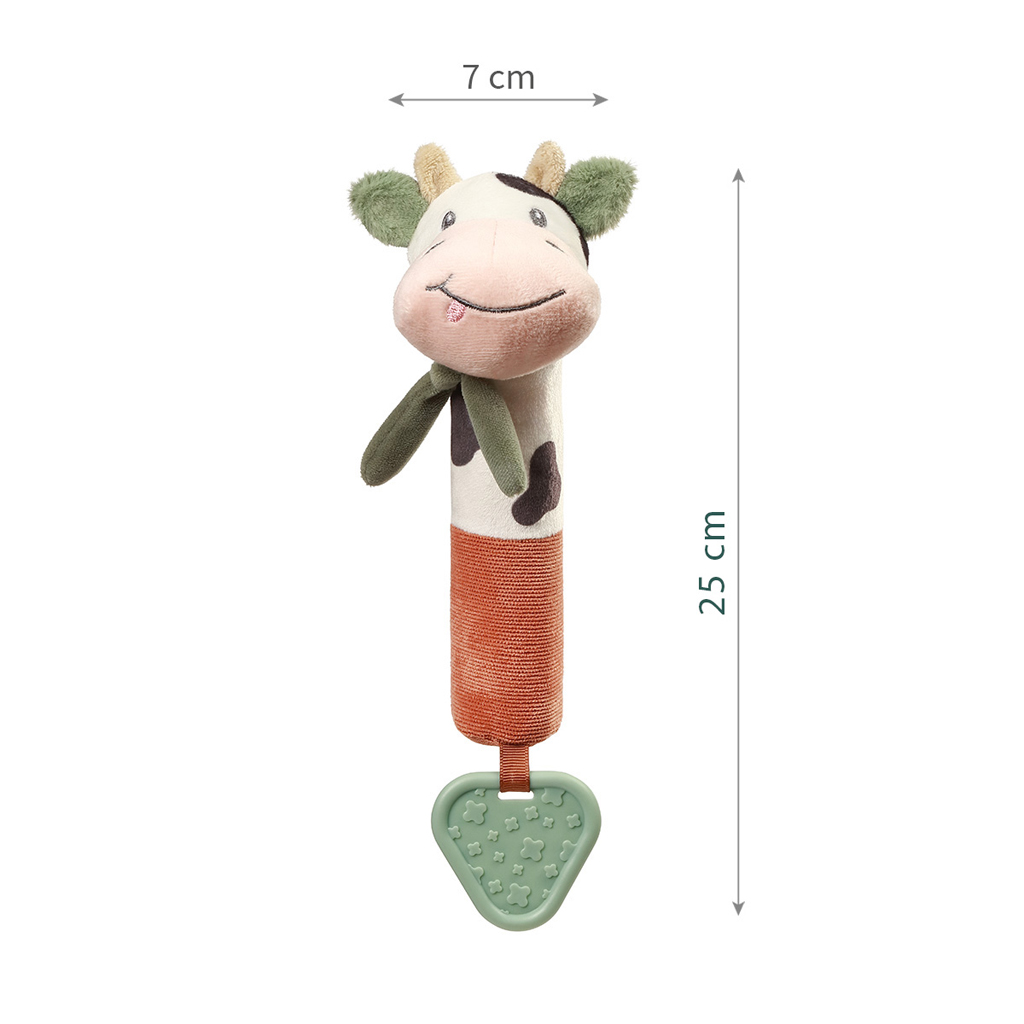 BABYONO Hračka pískacia s hryzačkou Cow Bingo 6m+