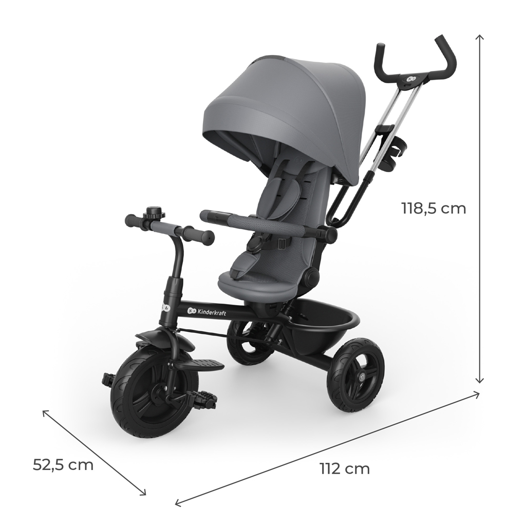 KINDERKRAFT Trojkolka Aston 2 Plus Grey, 9m+