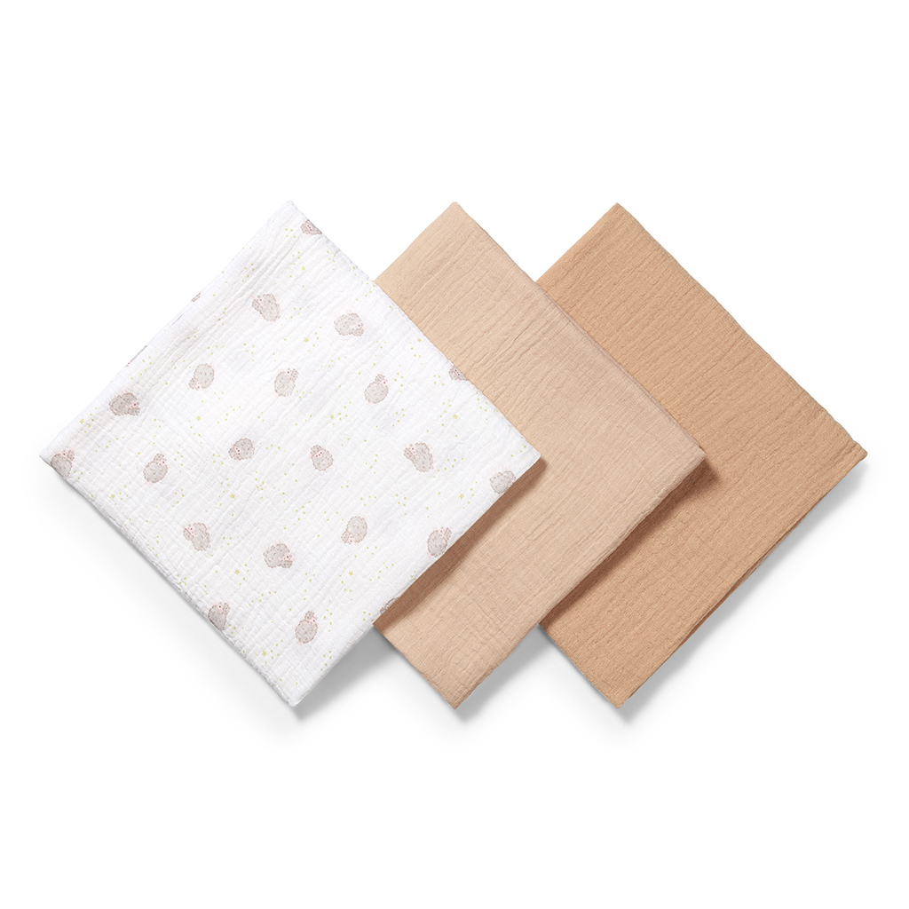 BABYONO Plienky mušelínové Super Soft 3 ks, Beige 70 x 70 cm