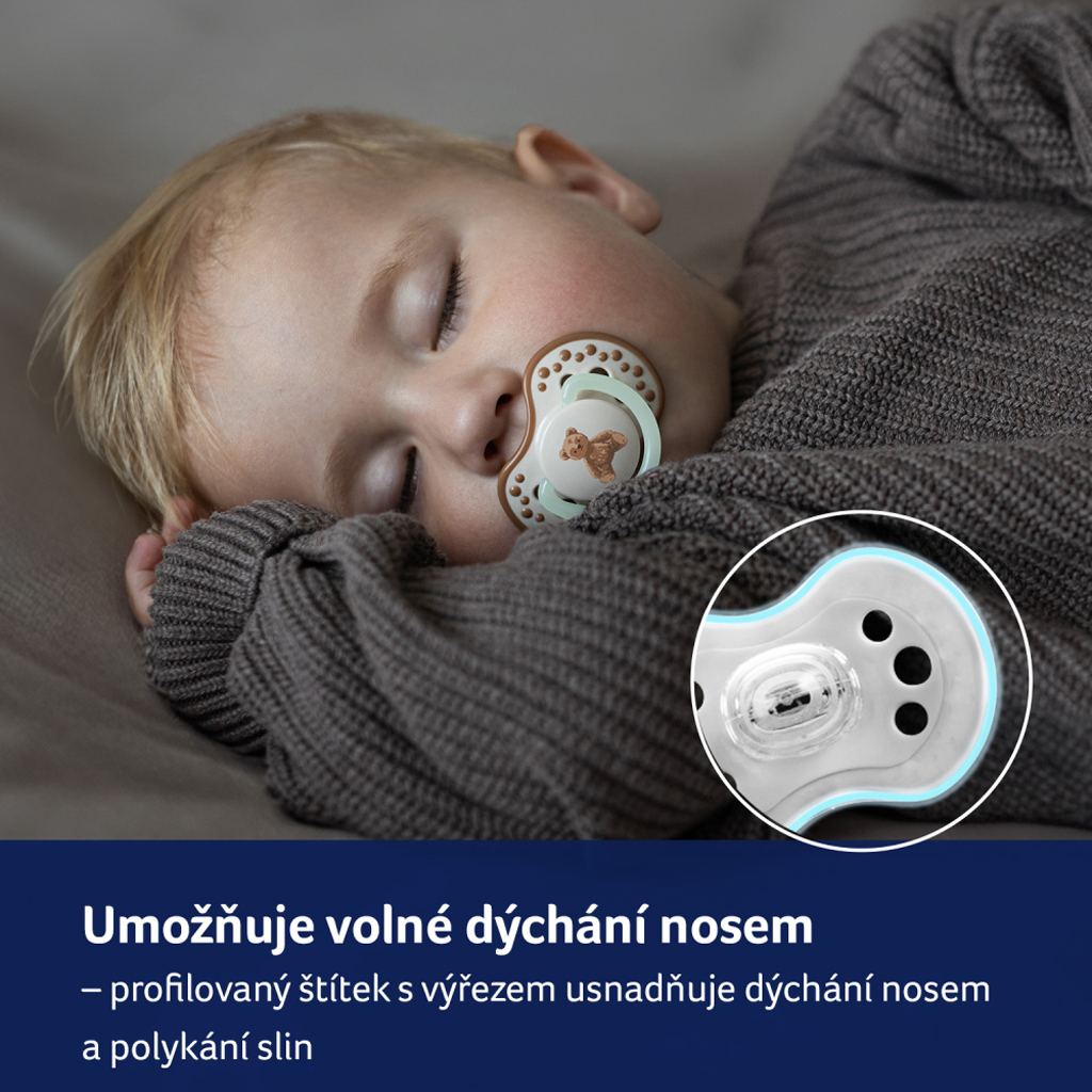 LOVI Cumlík svietiaci silikónový dynamický Teddy love 0-6m 2ks