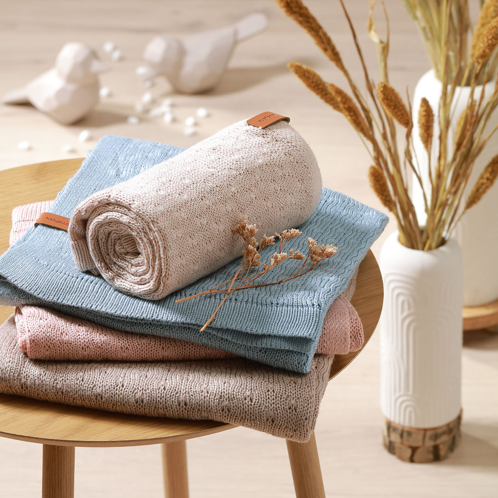 BABYONO Deka pletená bambusová Light Beige